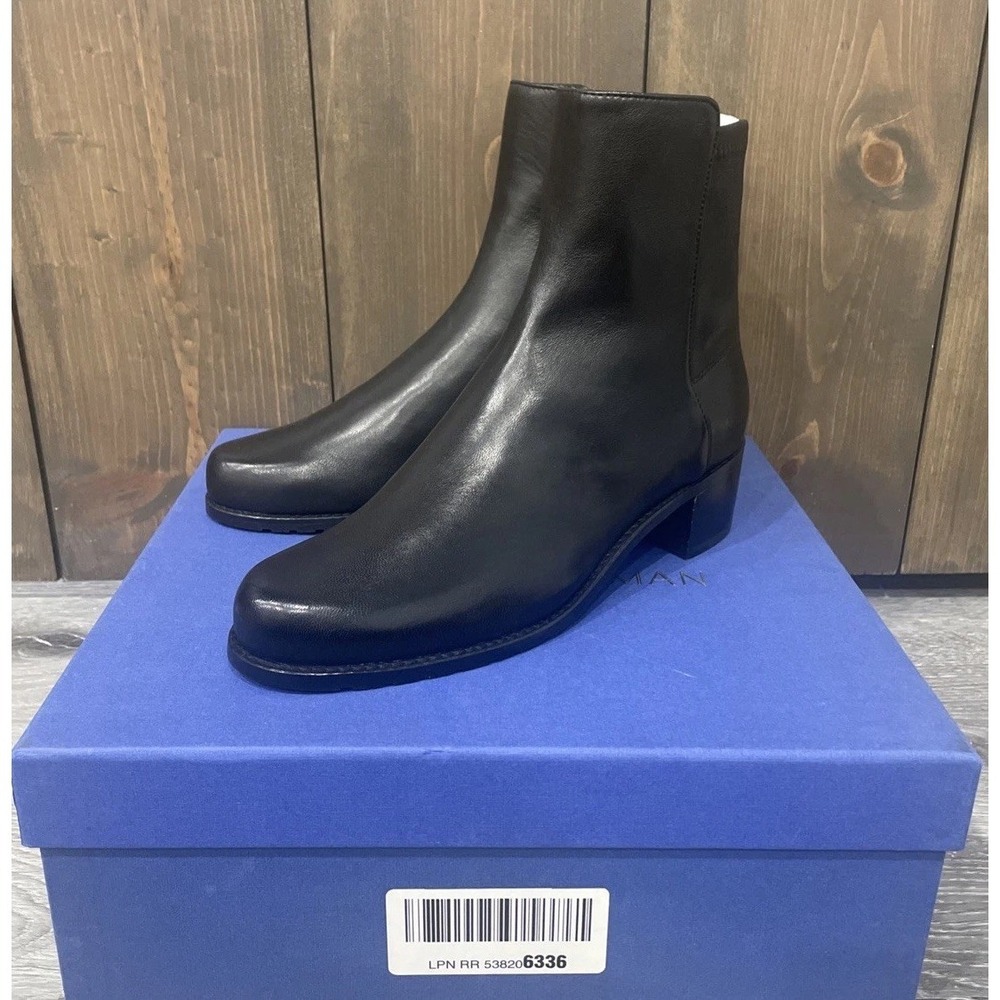 STUART WEITZMAN RESERVE BOOTIE BLACK LEATHER ZW15141 ANKLE BOOTS WOMENS 7 NEW - Picture 4 of 12